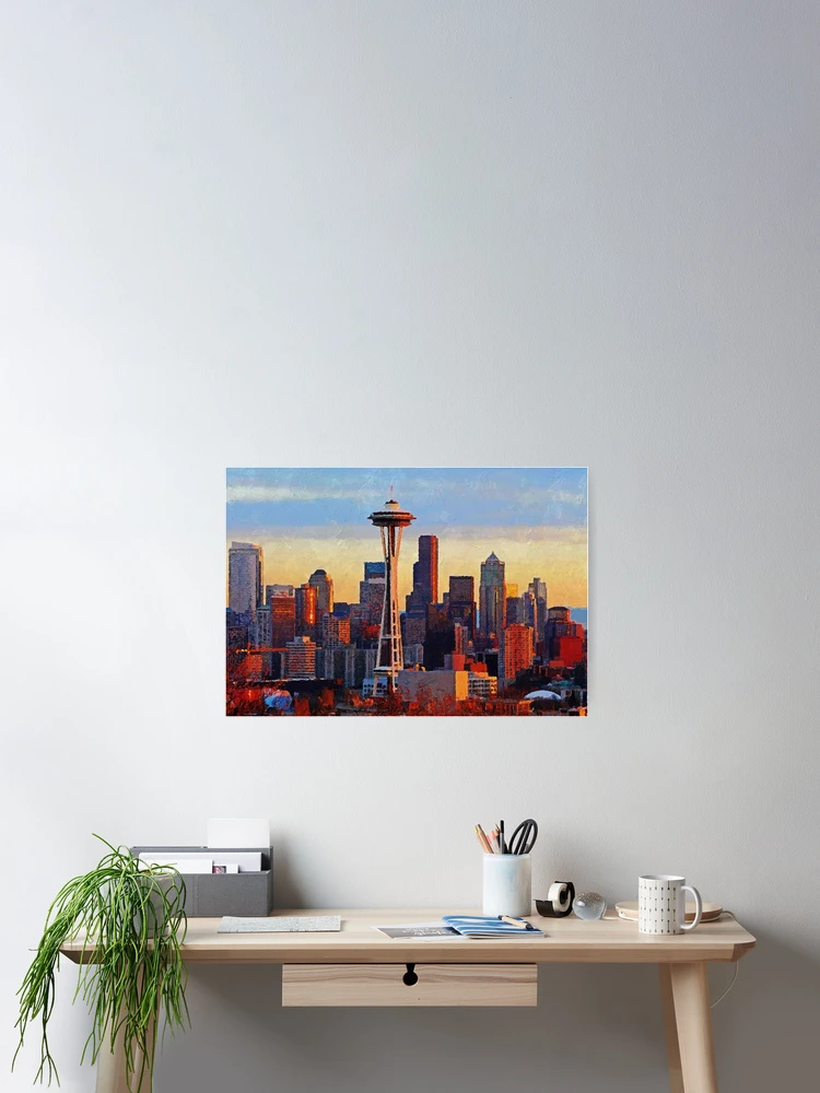 Thumbnail 2 von 3, Poster, Skyline von Seattle designt und verkauft von AM FineArtPrints.