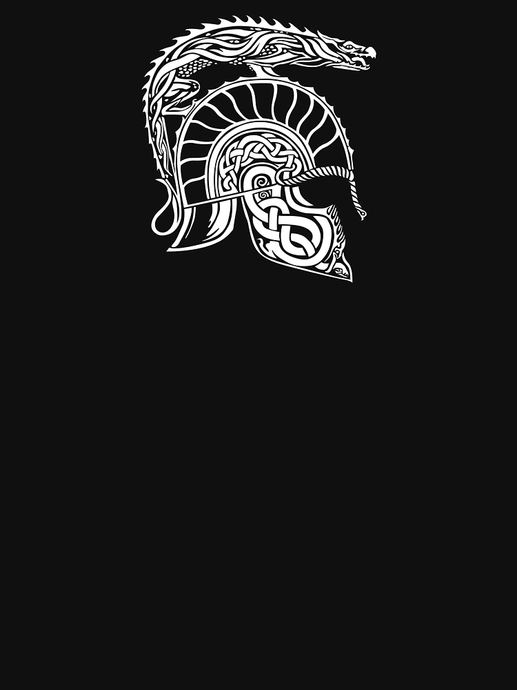 Aperçu 7 sur 7. T-shirt classique avec l'œuvre Casque des Enfants de Hurin (blanc) créée et vendue par allyosaugh.