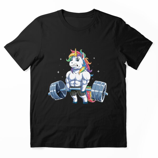 Item preview, Camiseta de levantamiento de pesas con unicornio, fitness, gimnasio, peso muerto, arcoíris, regalos para fiestas, hombres y mujeres designed and sold by LiqueGifts.