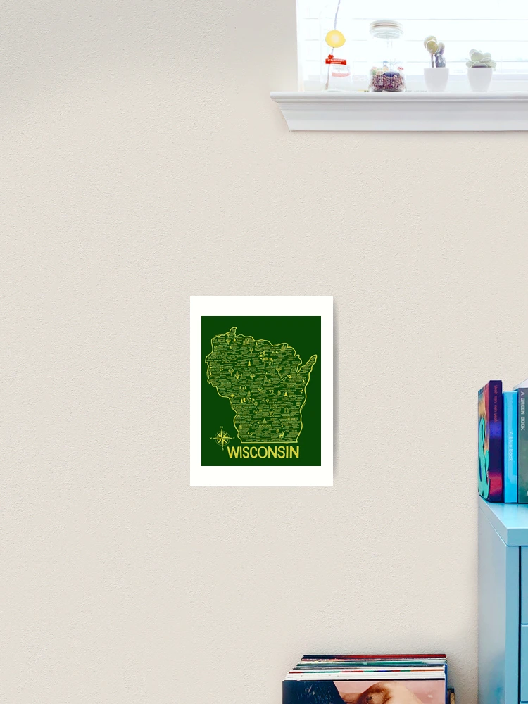 Thumbnail 2 of 3, Art Print, Wisconsin Map designed and sold by fiberandgloss.