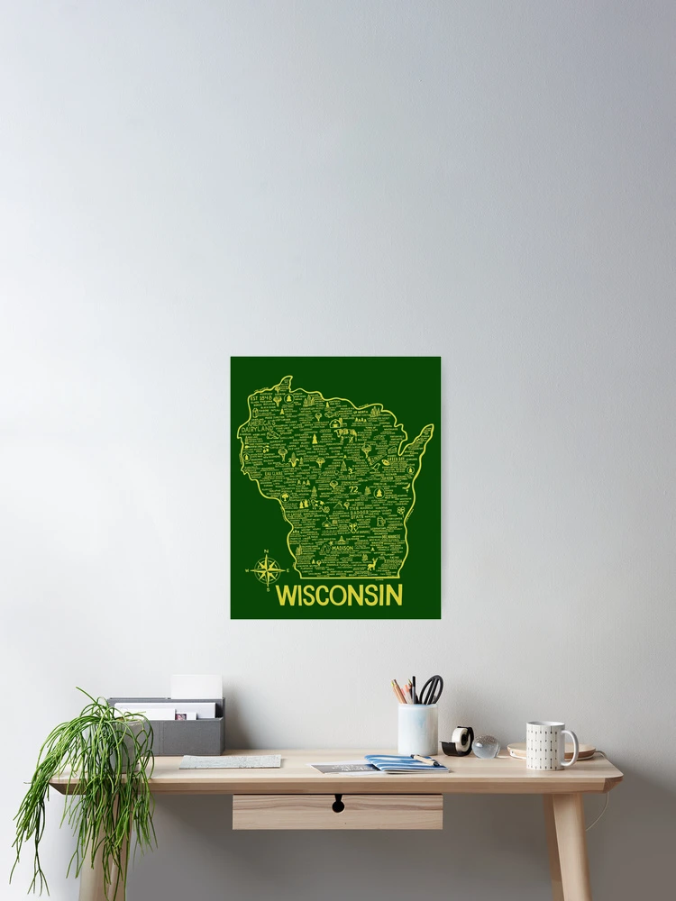 Thumbnail 2 of 3, Poster, Wisconsin Map designed and sold by fiberandgloss.