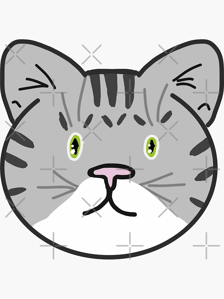 Thumbnail 3 of 3, Sticker, Grey Tabby in green designed and sold by jadedanime.