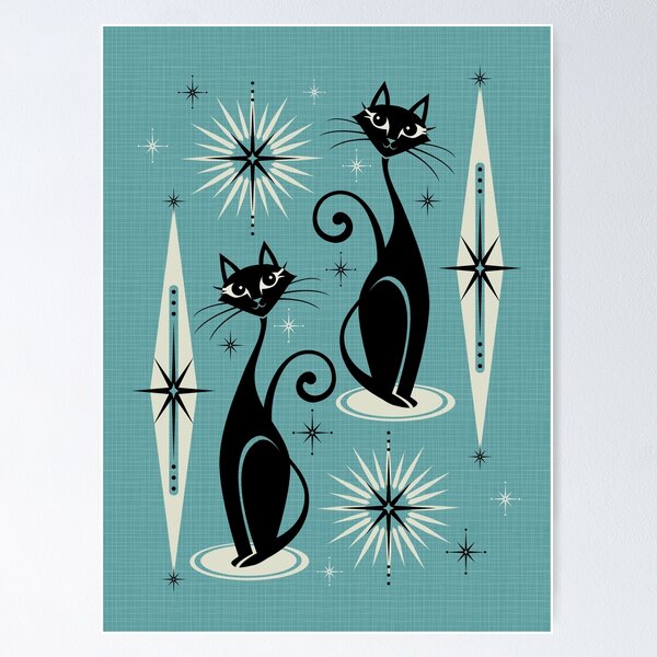 Item preview, A mediados del siglo miau en azul designed and sold by studioxtine.