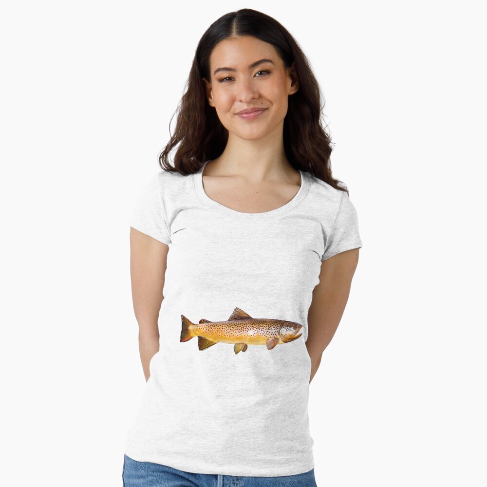 Vista previa del artículo con la obra «Camiseta entallada de cuello ancho», diseñado y vendido por fishindecals.