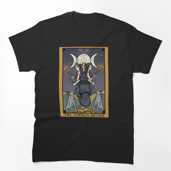 Aperçu de l'œuvre Hécate Triple Lune Déesse de la Sorcellerie et de la Magie Sorcière Hécate Roue Carte de Tarot créée et vendue par TheGhoulishGarb.