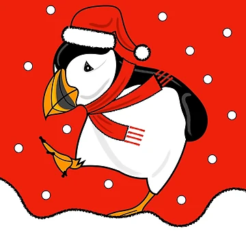 Artwork thumbnail, Merry Christmas Puffin ( red version ) by Adam Regester