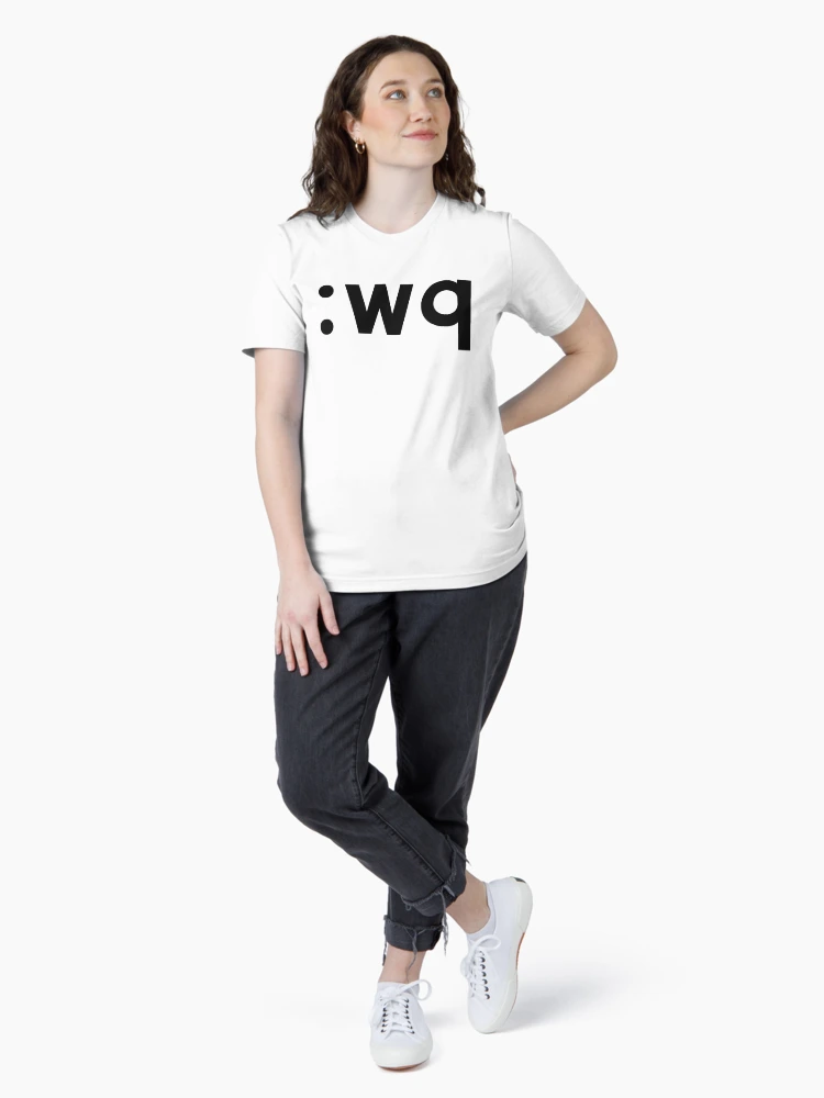 Imagen 4 de 7, Camiseta esencial con la obra : wq - Diseño divertido del codificador que muestra cómo guardar y salir de Vi / Vim - Texto negro, diseñada y vendida por ramiro.
