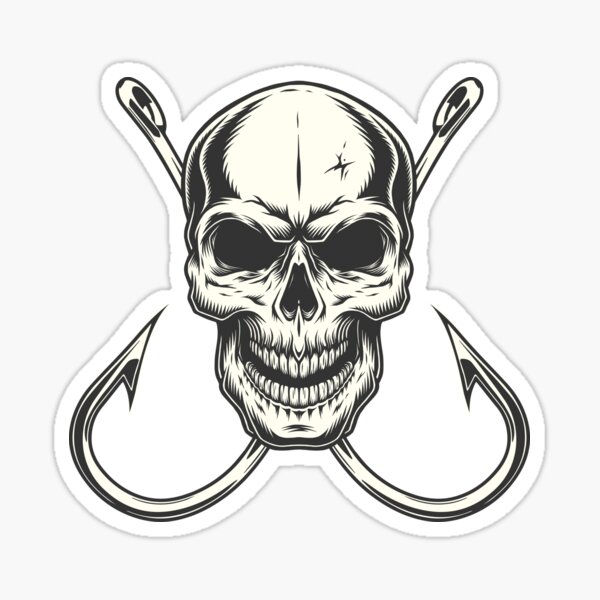 Item preview, Calavera de pesca atrevida con anzuelos designed and sold by peaktee.