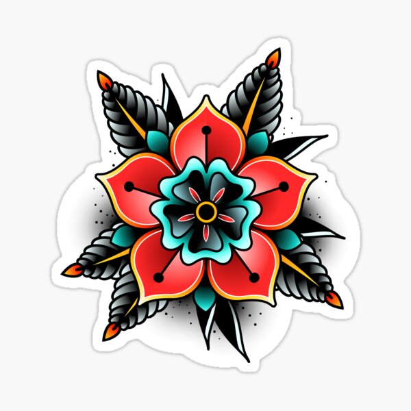 Aperçu de l'œuvre impression de fleur de tatouage old school créée et vendue par Adamova.