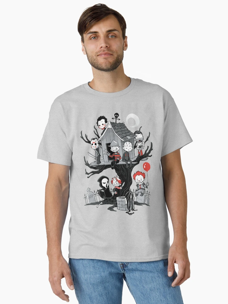 Aperçu 2 sur 7. T-shirt classique avec l'œuvre Maison d'horreur créée et vendue par dooomcat.