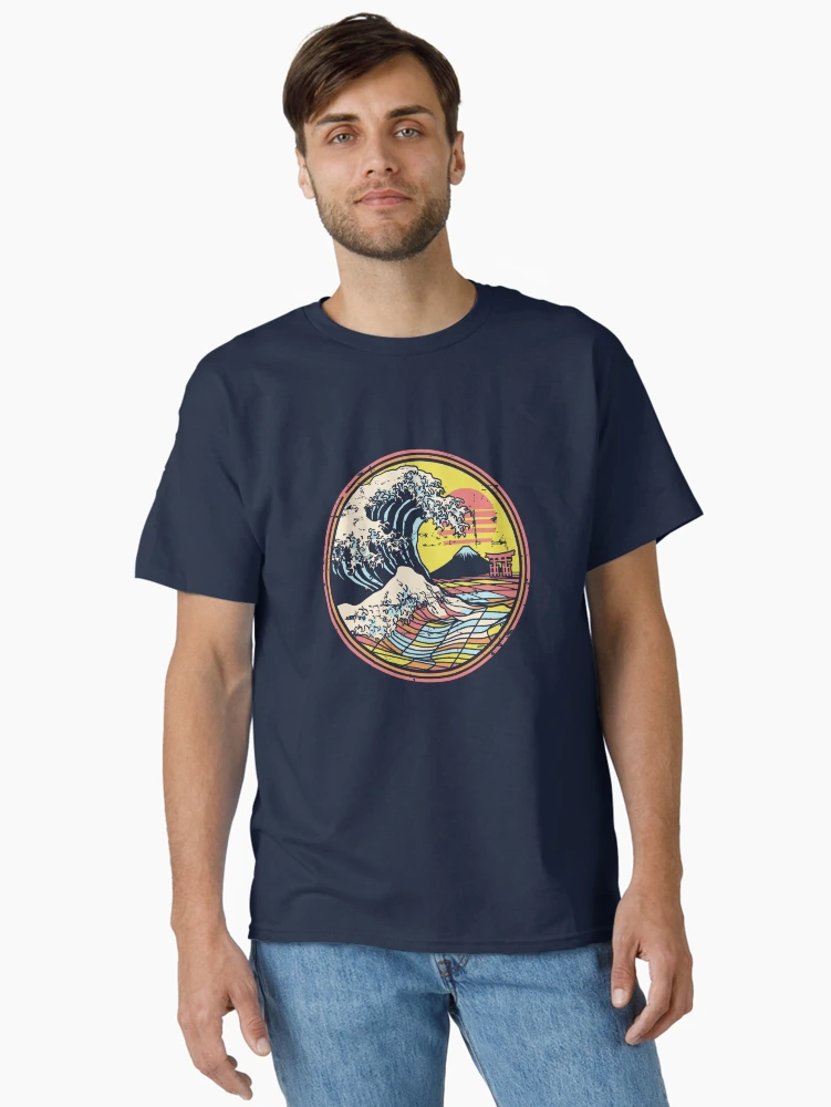 Imagen 2 de 7, Camiseta clásica con la obra Gran Retro Circle Wave Kanagawa, diseñada y vendida por artlahdesigns.