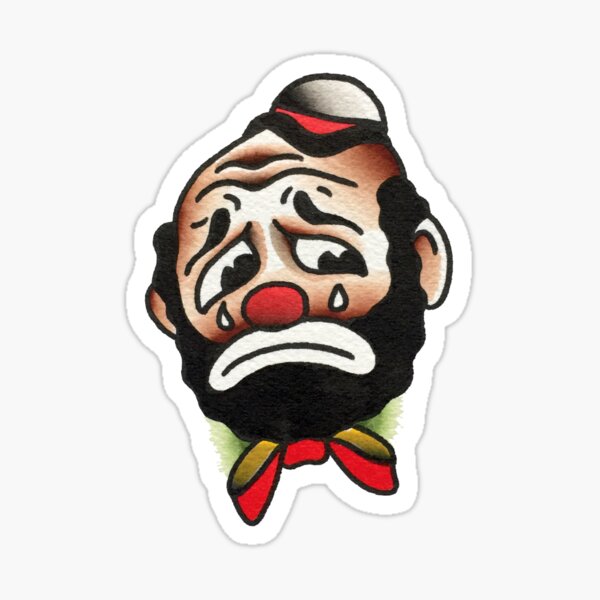 Aperçu de l'œuvre Tatouage traditionnel de clown qui pleure créée et vendue par FOREVER TRUE TATTOO.