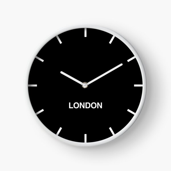 Item preview, Reloj de pared de la sala de prensa de la zona horaria negra de Londres designed and sold by bluehugo.