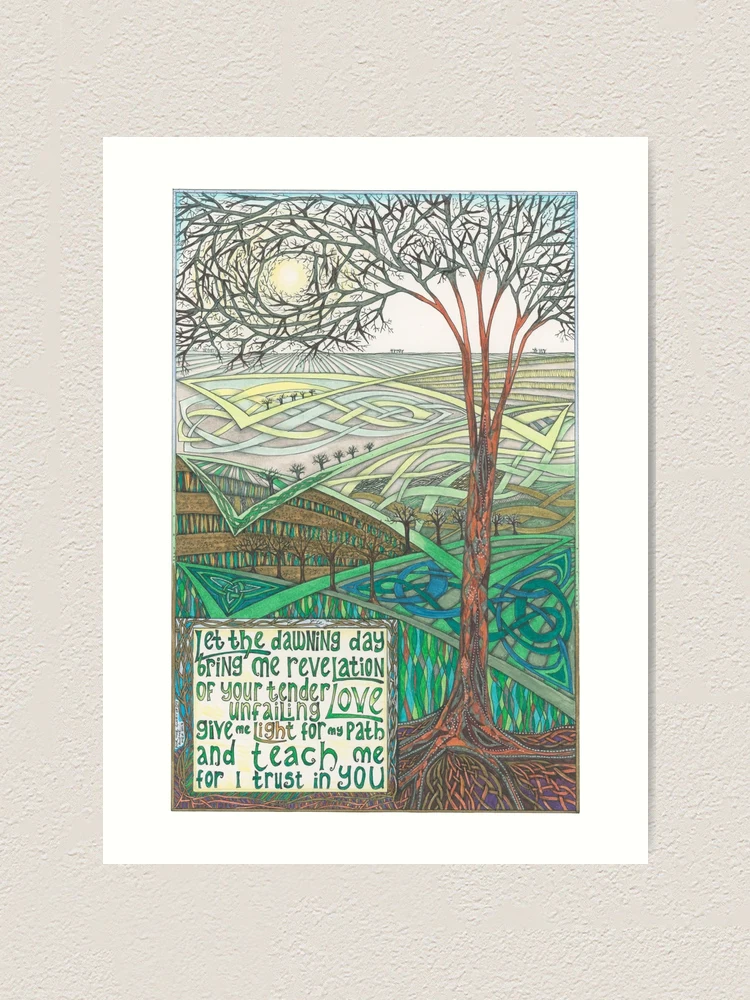 Thumbnail 1 of 3, Art Print, Dawning Day designed and sold by Lindisfarne Scriptorium.