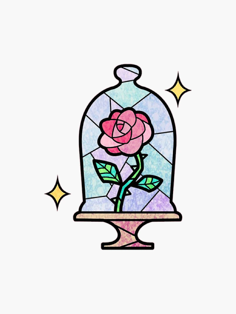 Aperçu 3 sur 3. Sticker avec l'œuvre La belle et la bête créée et vendue par claudiasmile.