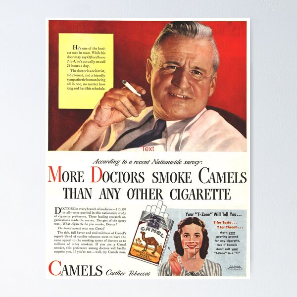 Item preview, Anuncio de cigarrillos en camello "Los doctores fuman camellos" designed and sold by zfree-art.