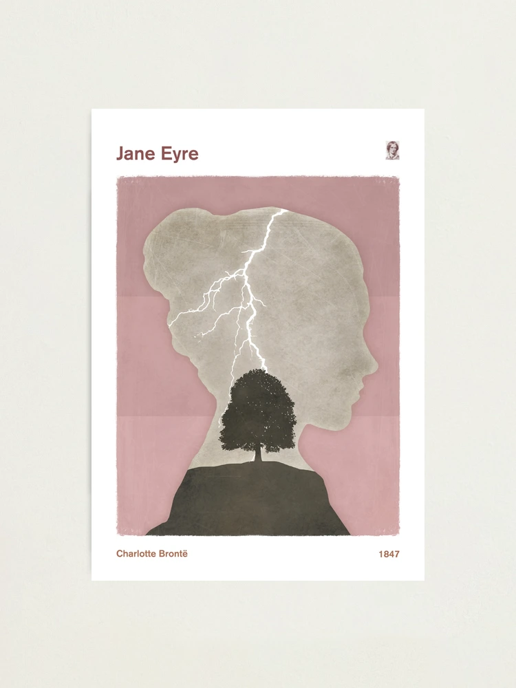 Aperçu 1 sur 3. Impression photo avec l'œuvre Jane Eyre, Charlotte Brontë Art littéraire pour les amoureux des livres créée et vendue par RedHillPrints.