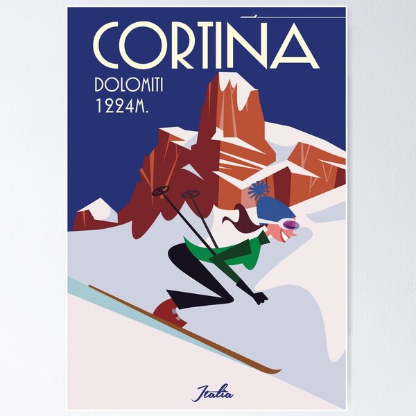 Artikelvorschau, Skiplakat Cortina D'Ampezzo entworfen und verkauft von Gary Godel.