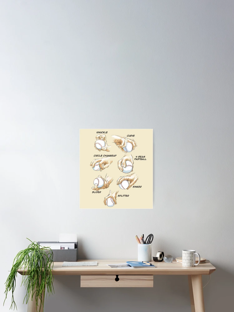 Thumbnail 2 of 3, Poster, Baseball Pitch Grips Poster designed and sold by MoreAwesomeTees.