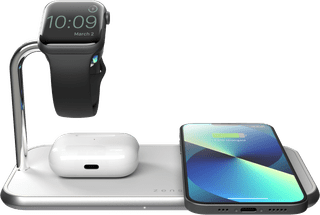 Zens Dual & Apple Watch Chargeur sans fil en Aluminium 10 W Blanc