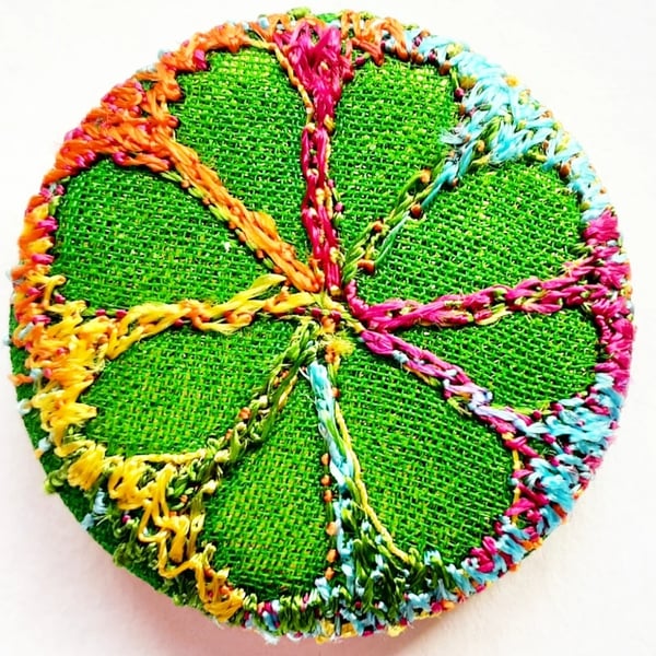 Buttons 1 inch button Hand Dyed Silks and Cottons Free Machine Embroidery Button