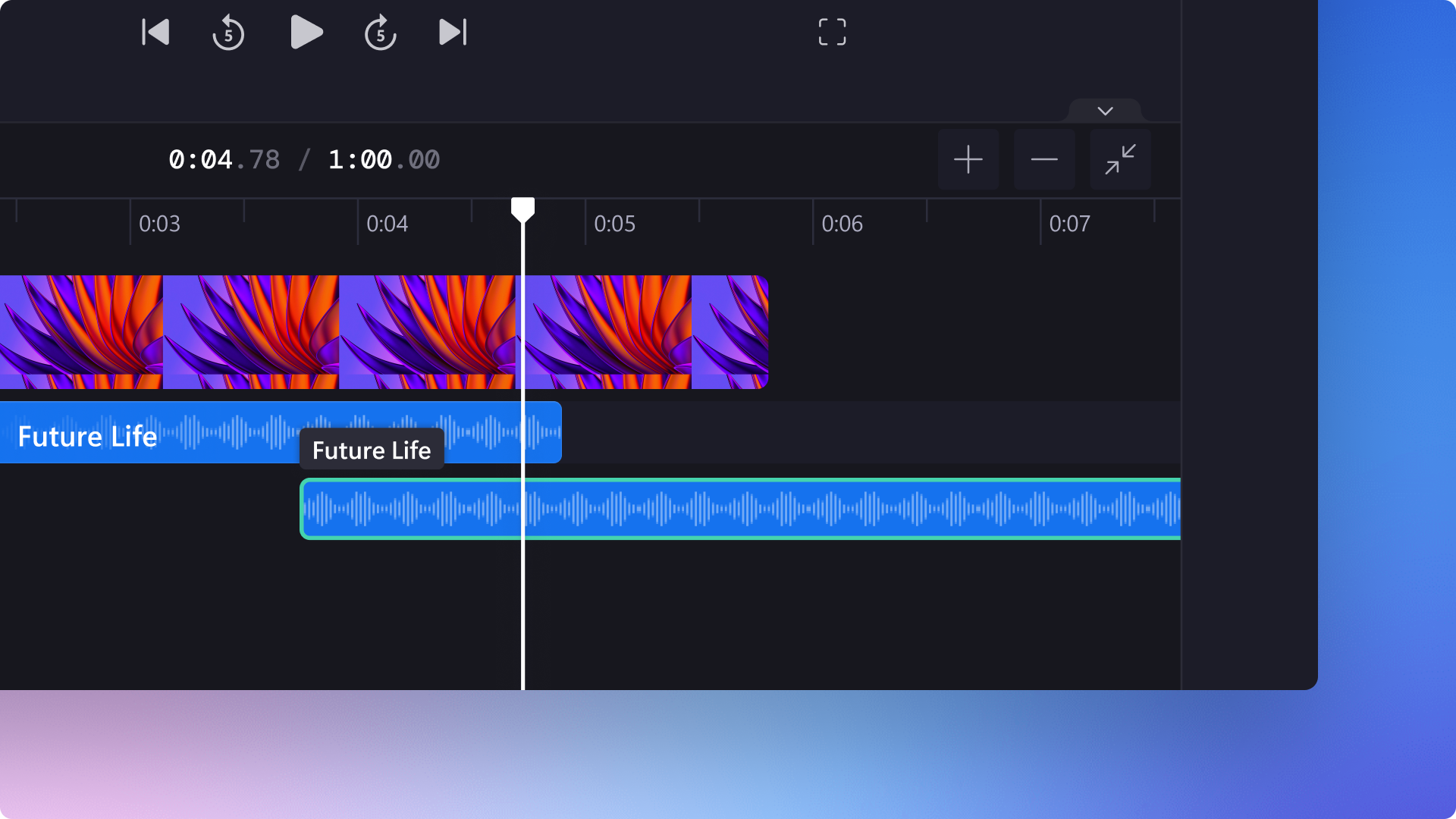 รูปภาพไฟล์เสียงใน Clipchamp