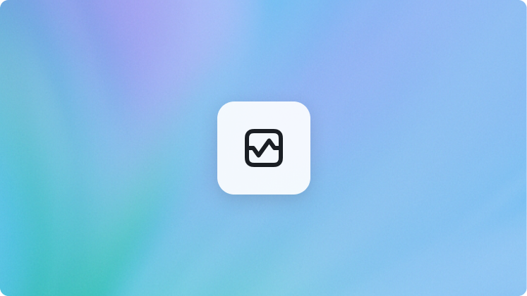 Line-chart icon in a white square on a blue and green background.