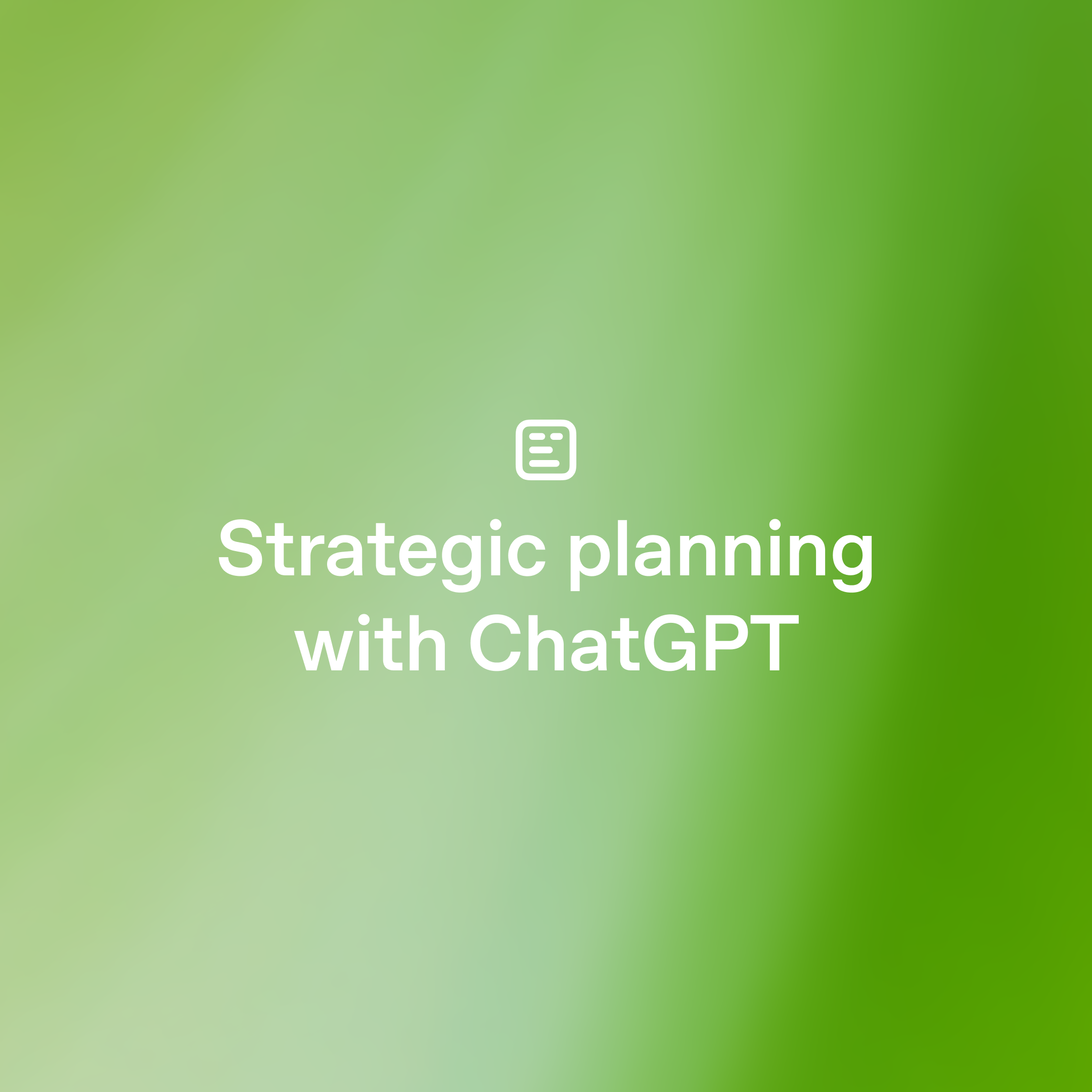 Zielone tło z gradientem, na którym widnieje tekst „Strategiczne planowanie z ChatGPT” oraz ikona dokumentu.