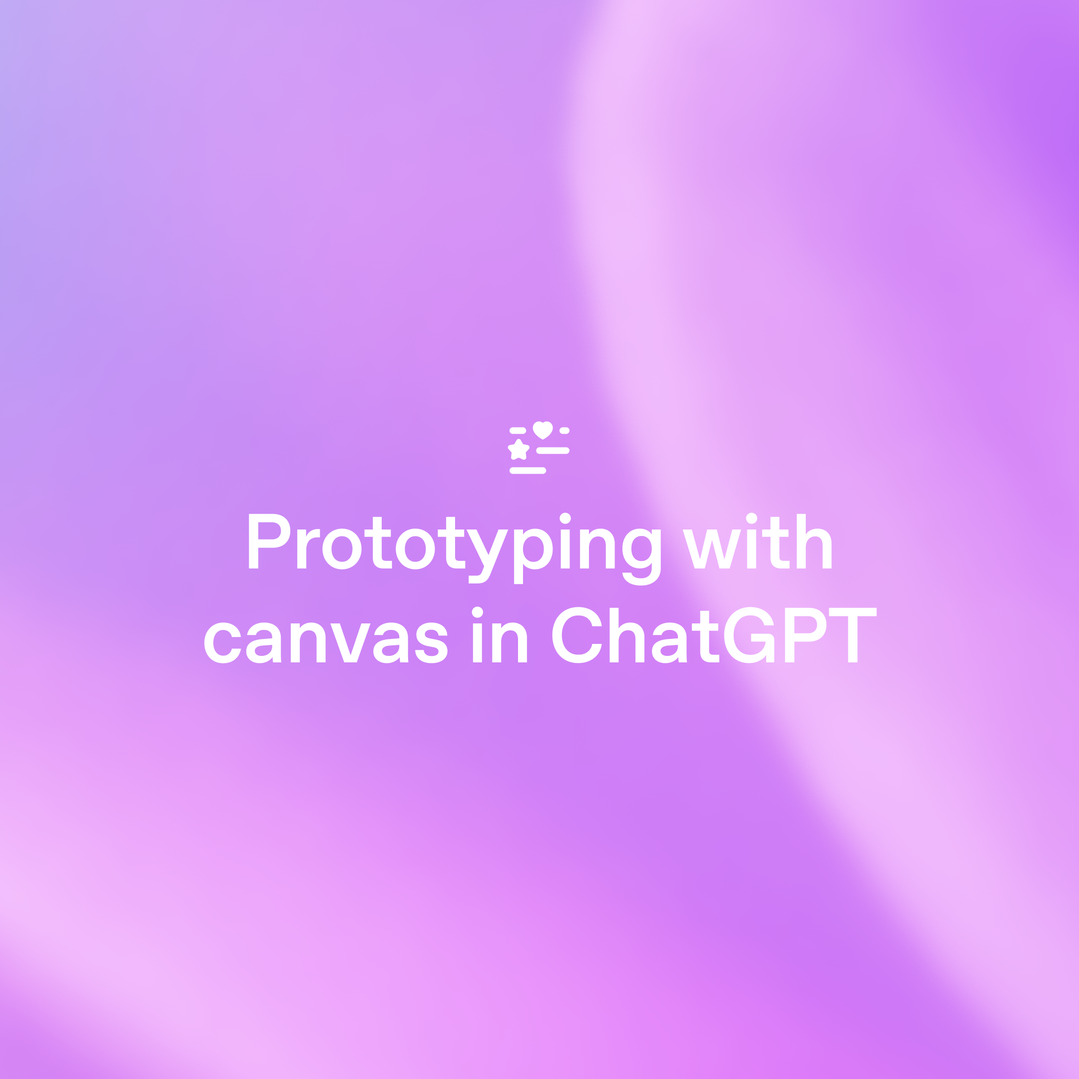 Slajd tytułowy z napisem „Prototypowanie za pomocą kanwy w ChatGPT” z minimalistyczną ikoną nad nim na prostym białym tle.