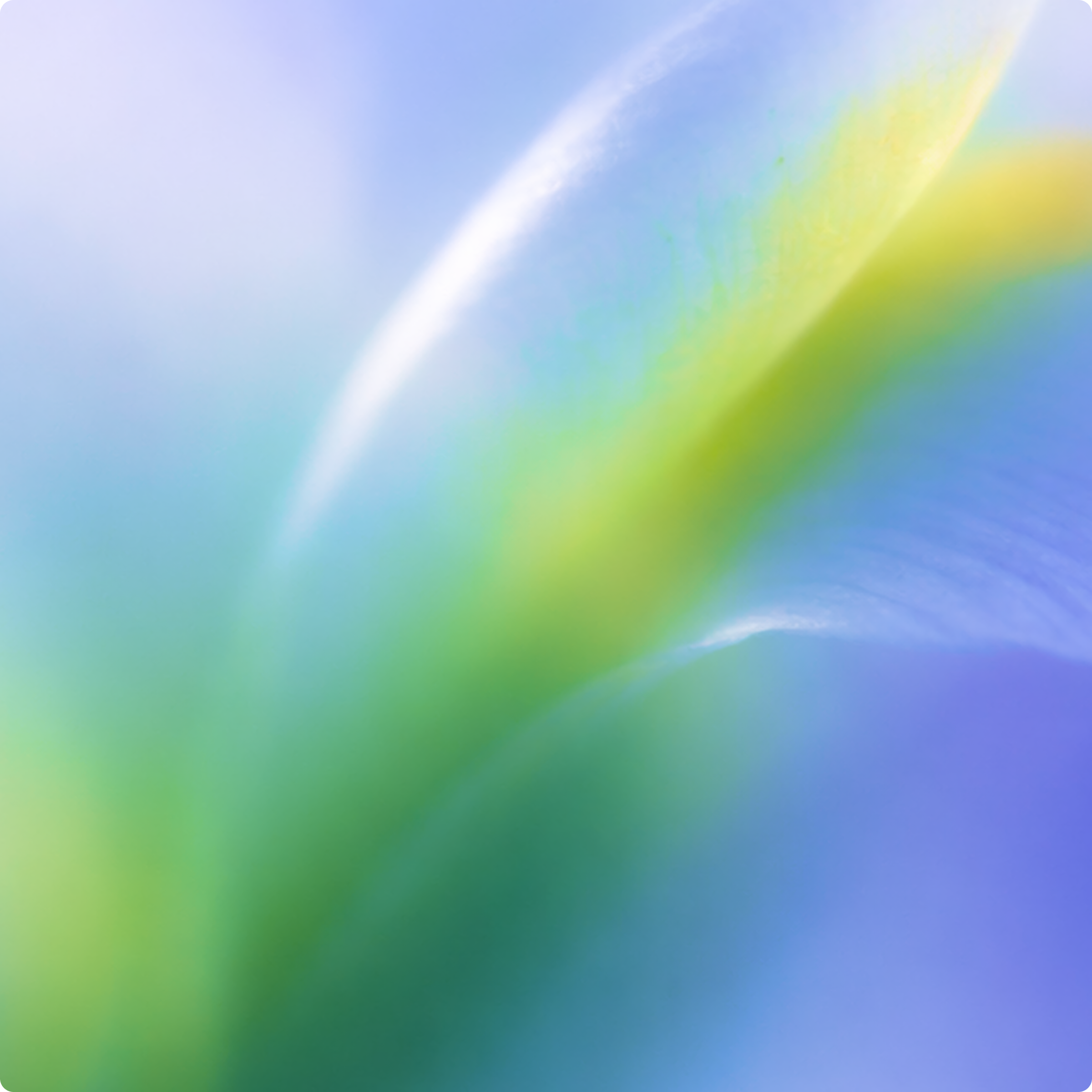 Abstrakcyjny, delikatnie rozmyty gradient z płynnymi kształtami w odcieniach błękitu, zieleni i żółci, przypominający fale światła lub gładkie, kolorowe tło.
