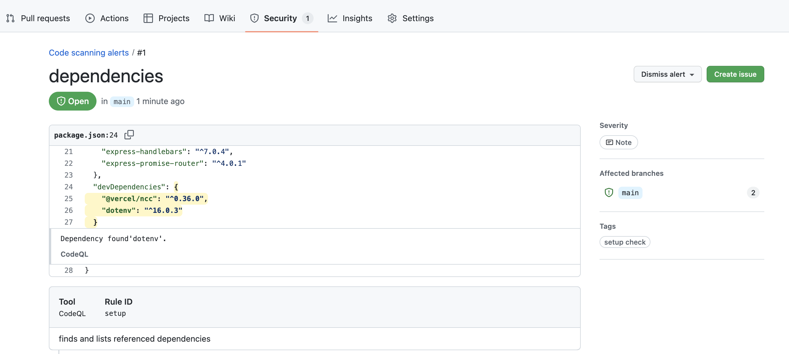 Dependencies Screenshot