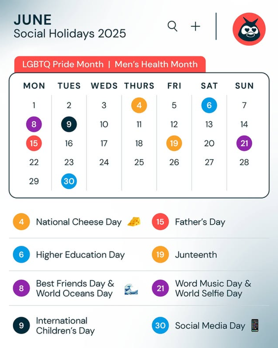 June 2025 social media holidays