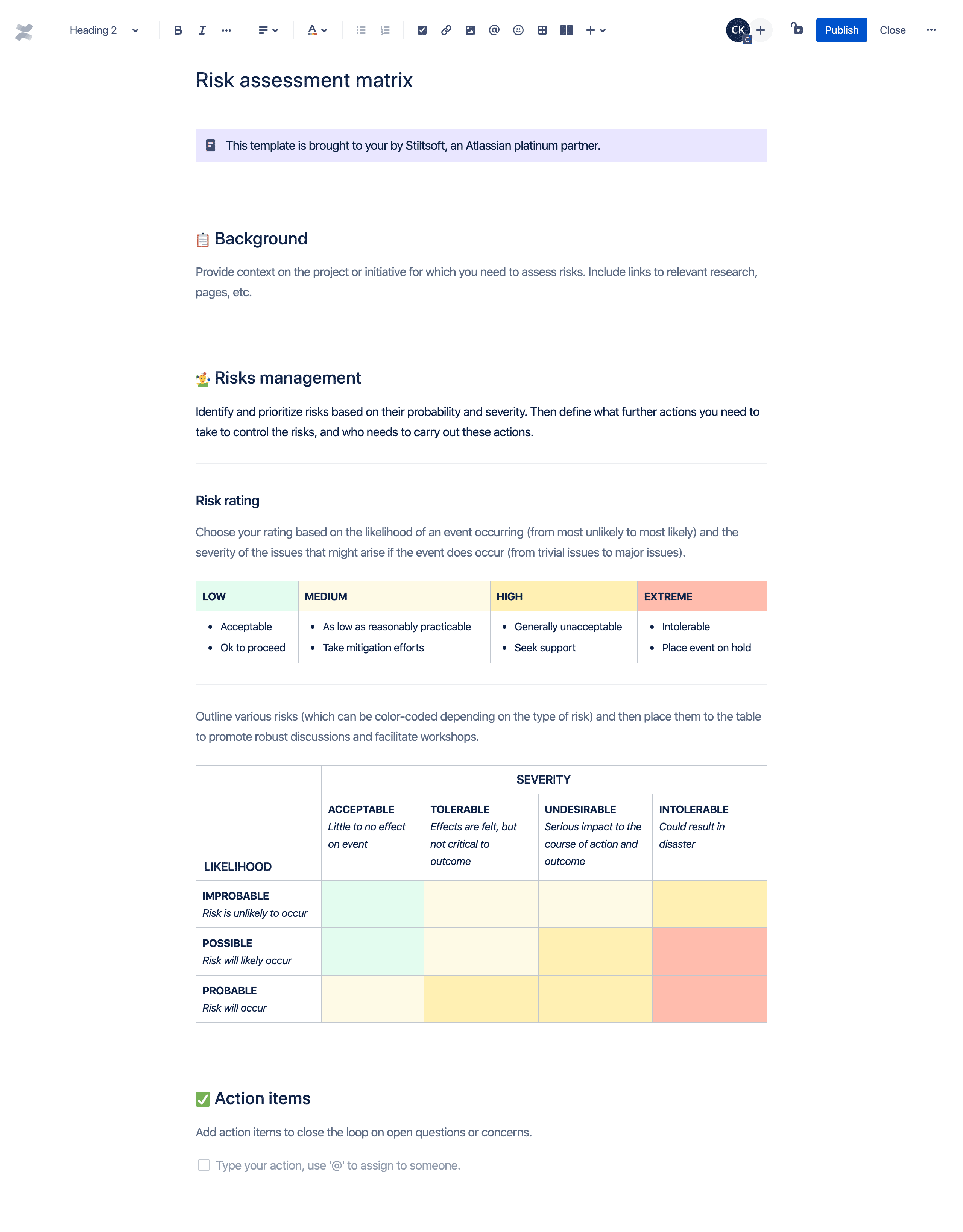 Risk assessment matrix preview.
