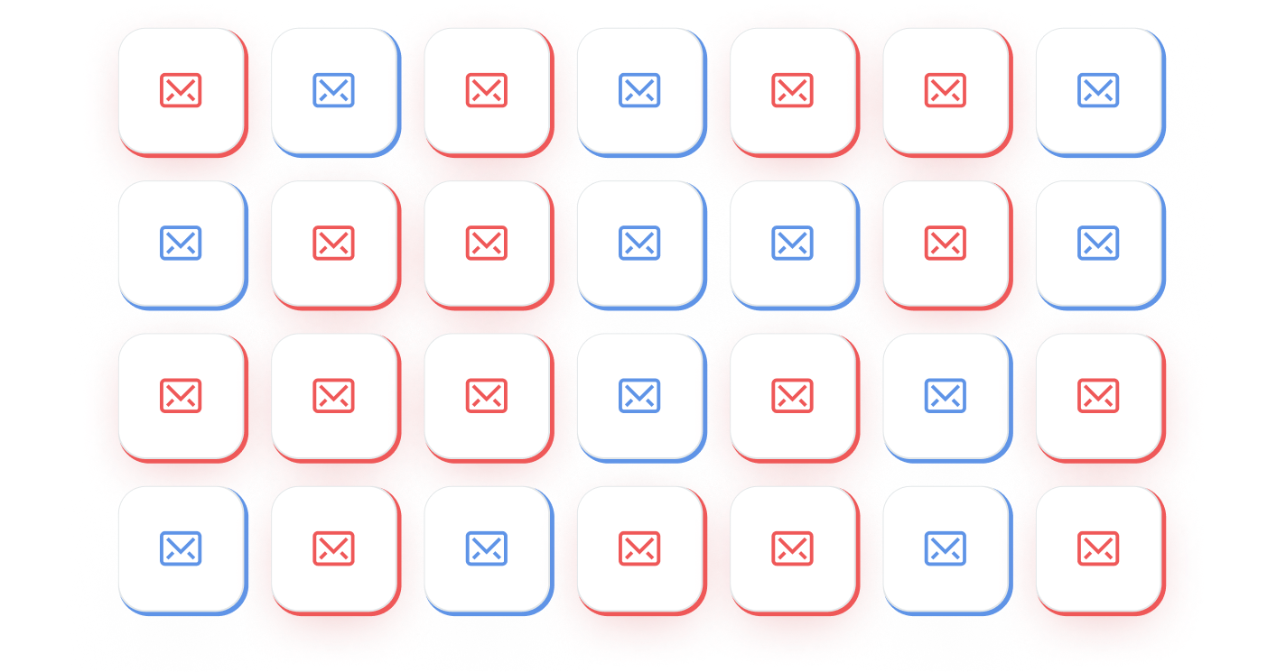Three email icons lined up diagonally.