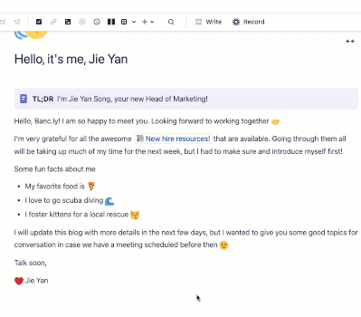 Loom 動画を録画して、Confluence ページまたはブログに直接挿入します。