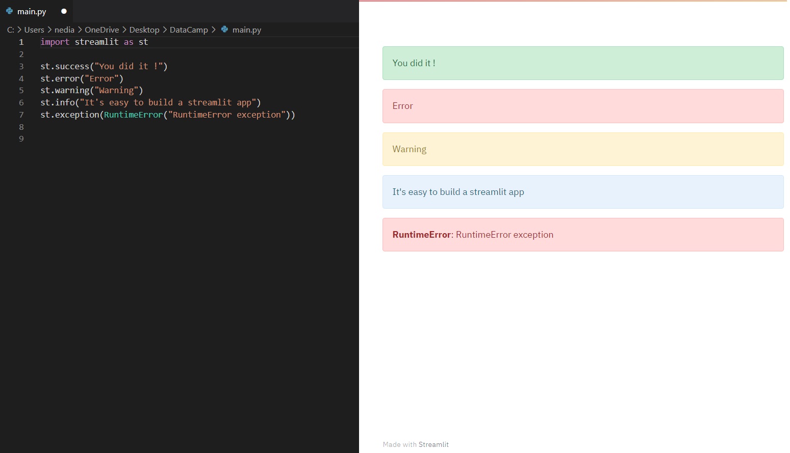 Display progress and status with Streamlit 2