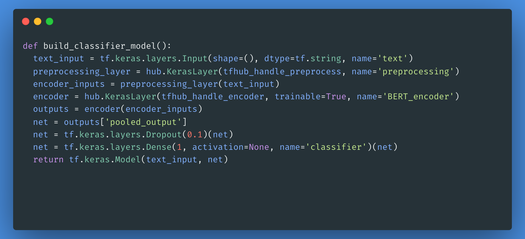 Google Bert Code Sample 5