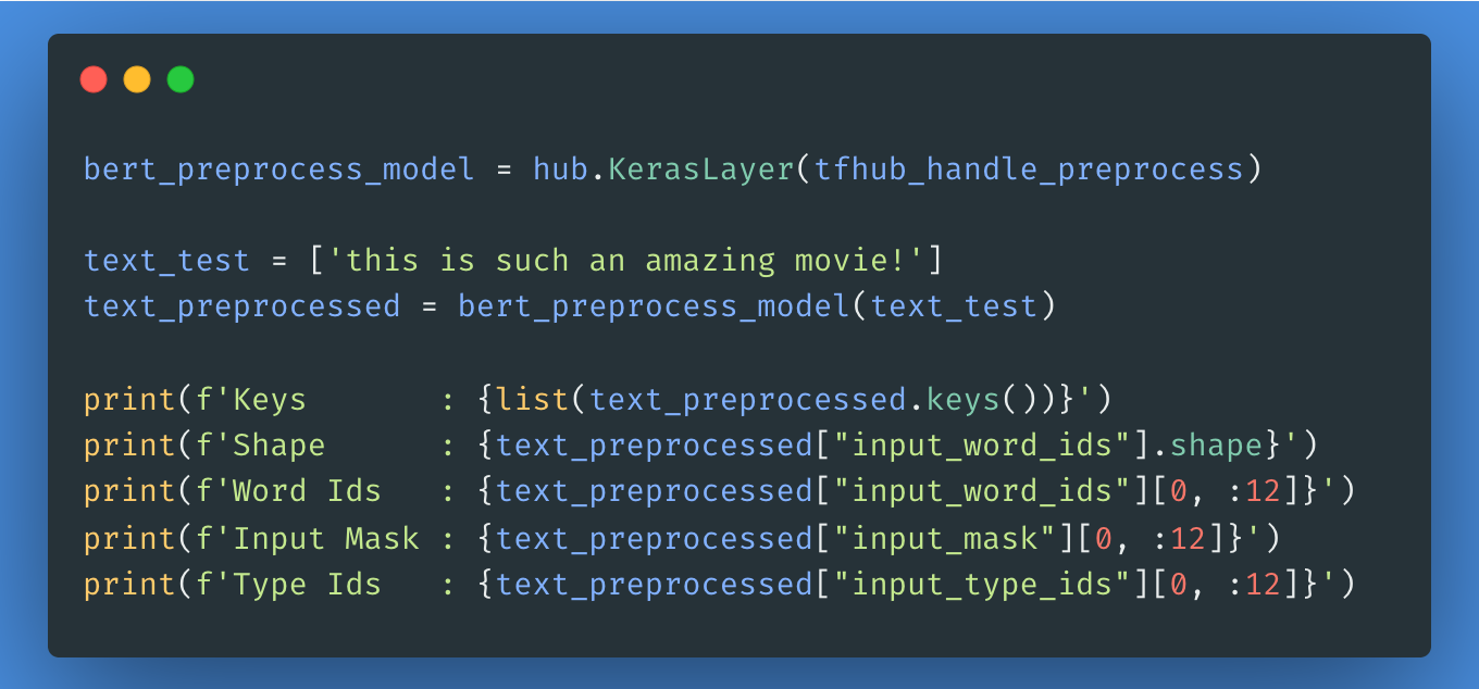 Google Bert Code Sample 4