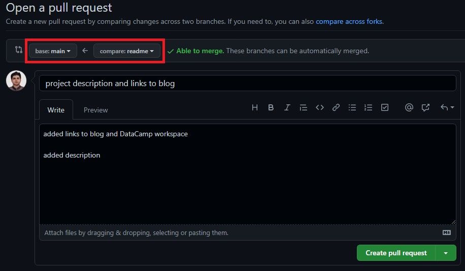 Pull request from readme to main branch