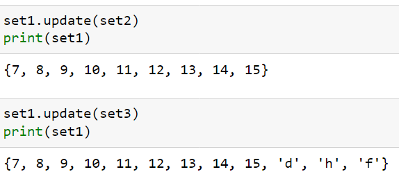 Python Set Update