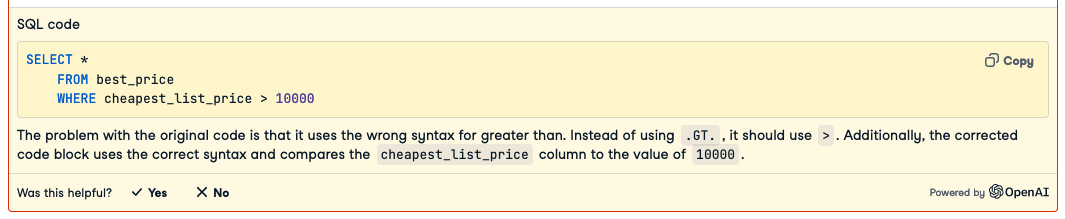 Suggested query