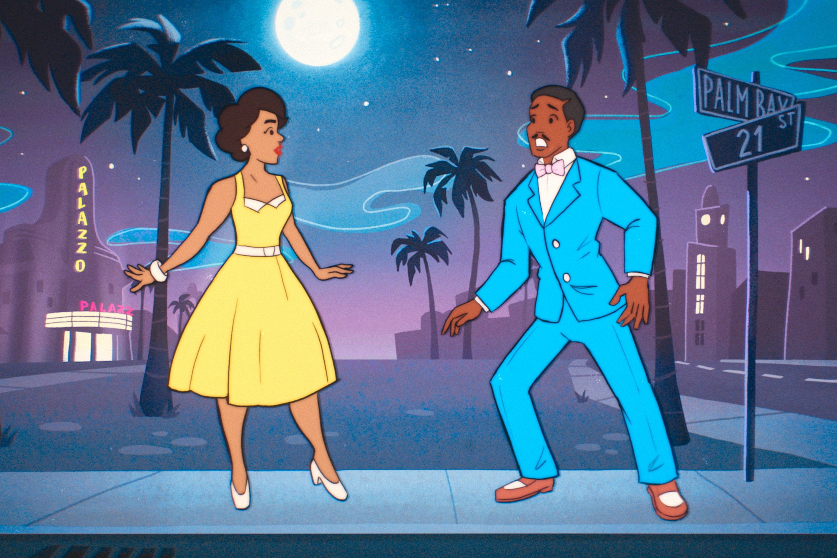 Cartoon Belinda Chandra (Varada Sethu) and the Doctor (Ncuti Gatwa) in Doctor Who episode Lux Cartoon Belinda Chandra (Varada Sethu) and the Doctor (Ncuti Gatwa) in Doctor Who episode Lux