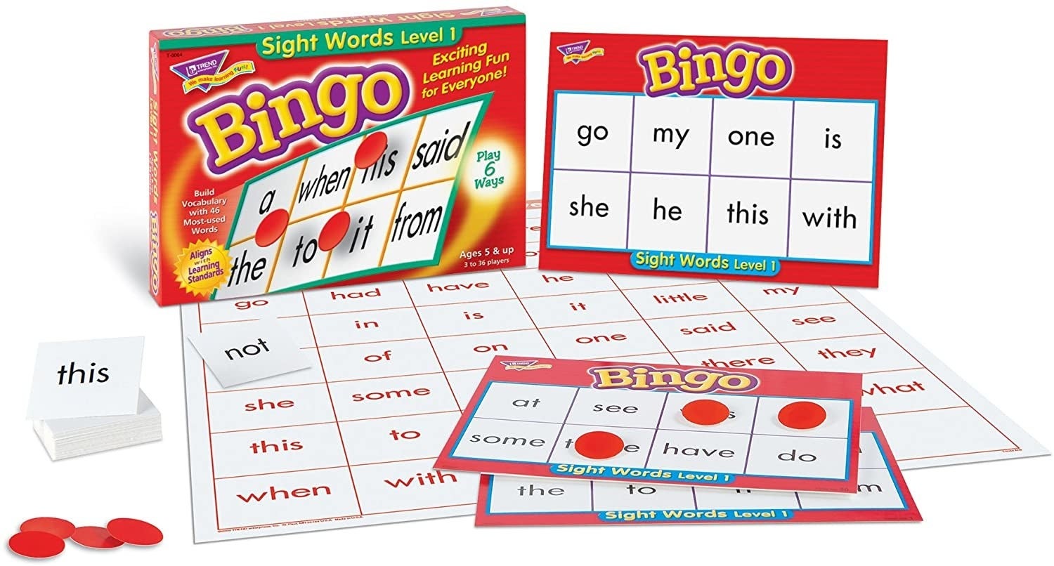 Word board with chips, cards, and packaging
