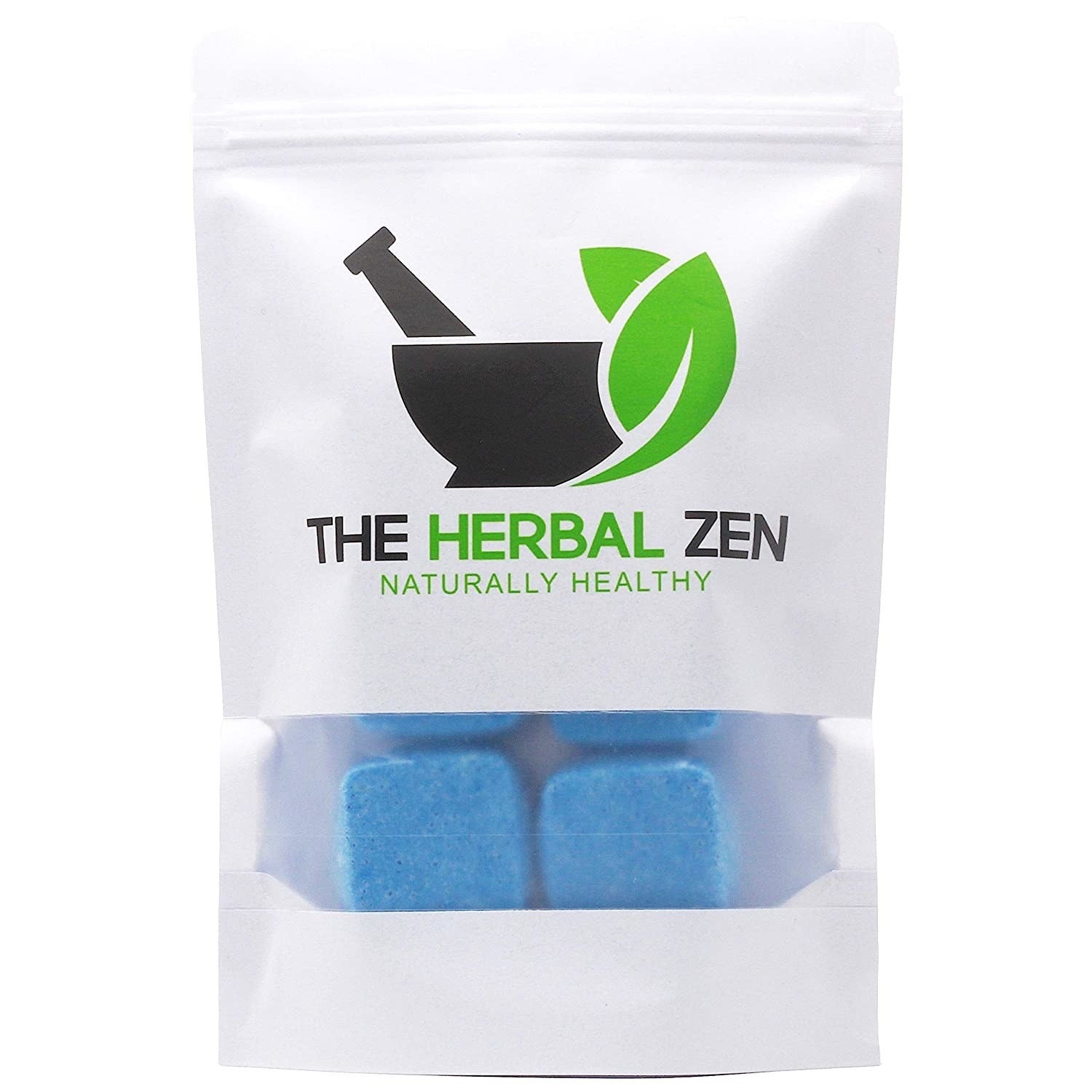 bag of blue square tablets