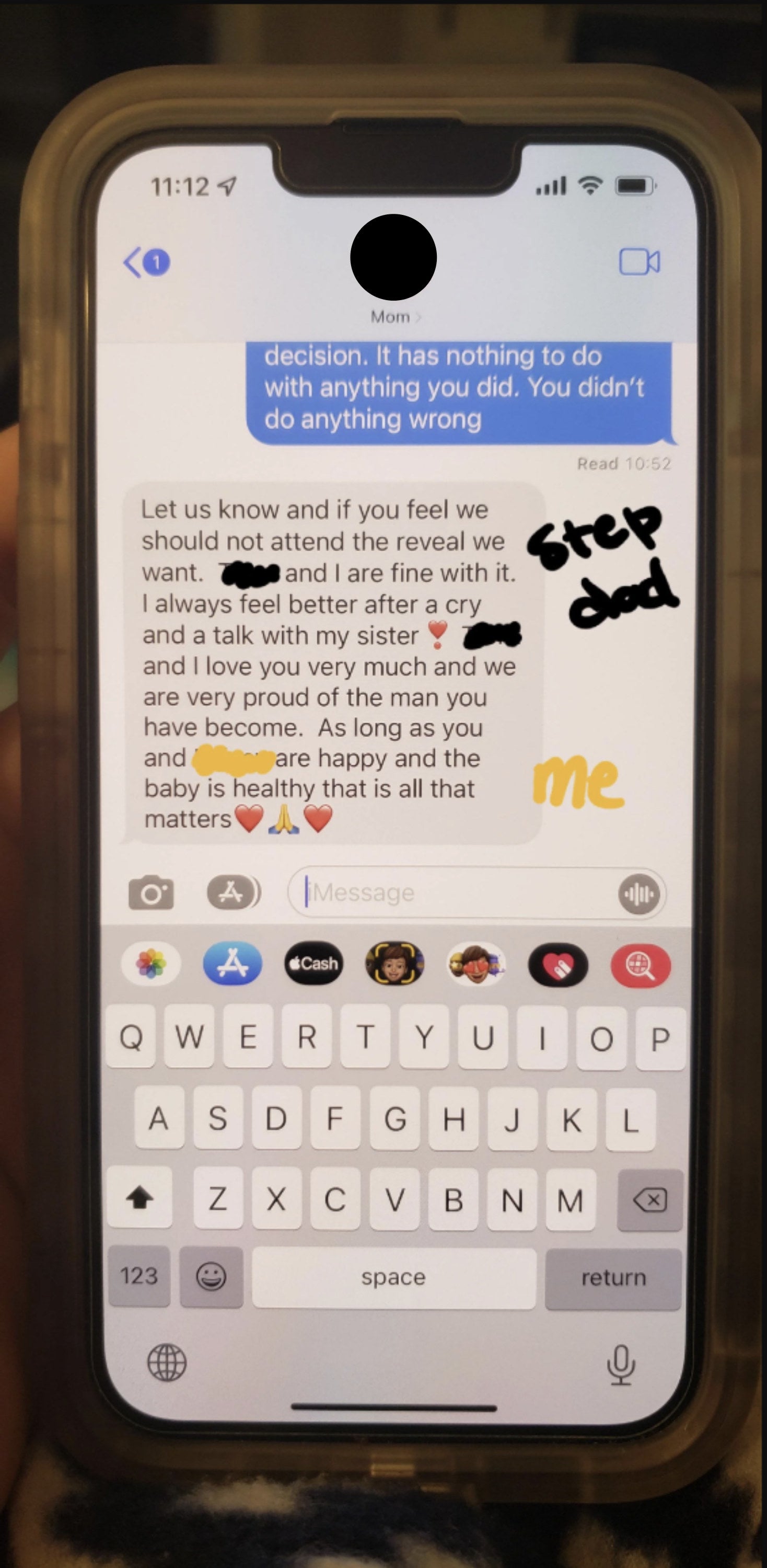 mom continuing to stay that they love them but to let them know if they are actually wanted at the baby's reveal