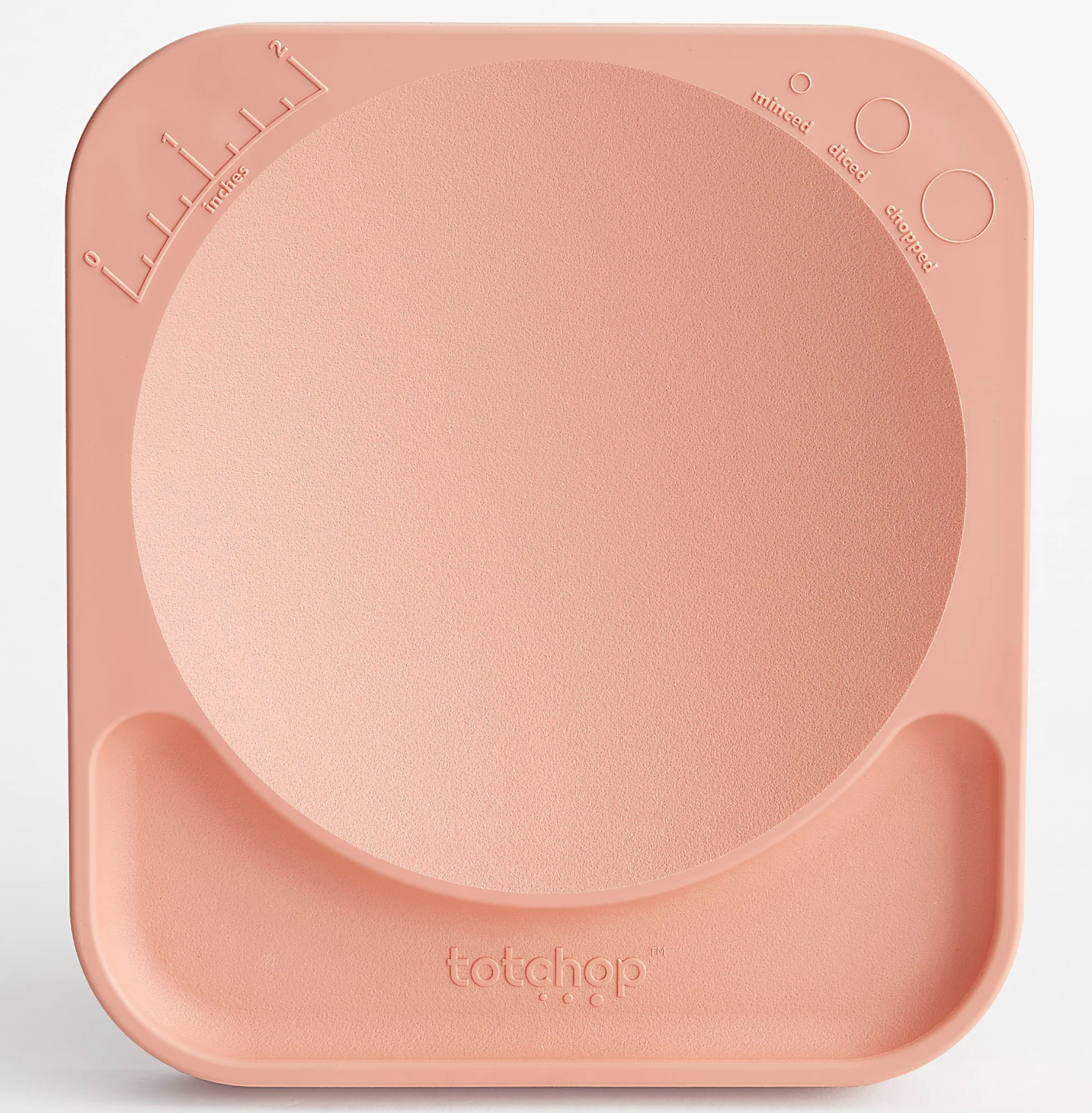 Pink tray with circular mat labeled