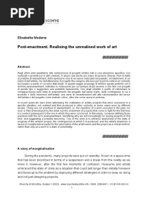 Elisabetta Modena - Post-Enactment. Realising The Unrealised Work of Art