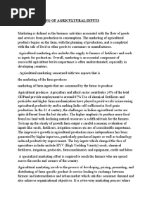 Marketing of Agricultural Inputs