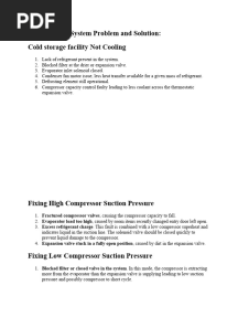 Refrigeration System Problem and Solution
