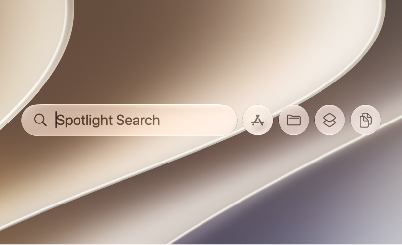 Eine Spotlight-Suchanfrage mit Ergebnissen unter dem Suchfeld.